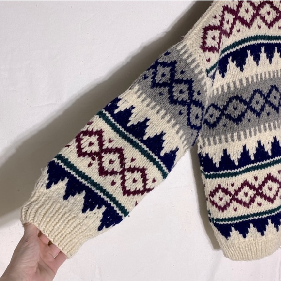 Sheep Landia Jacquard Crew Neck Wool Knit Sweater L - Picture 12 of 15